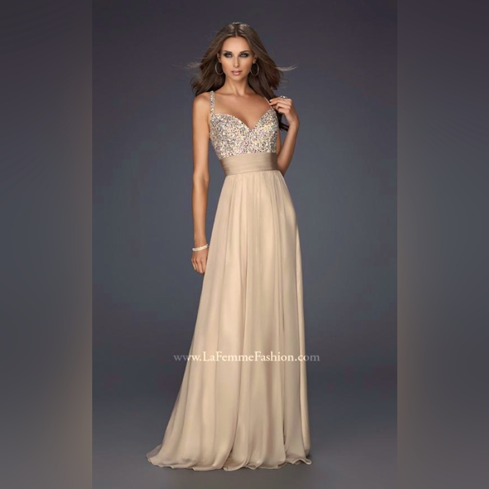 La Femme golden prom dress 🌙✨